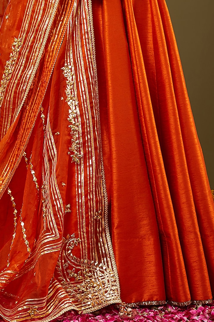 Orange Gota Embroidered Wedding Anarkali Set by Preeti S Kapoor at Pernia's Pop Up Shop