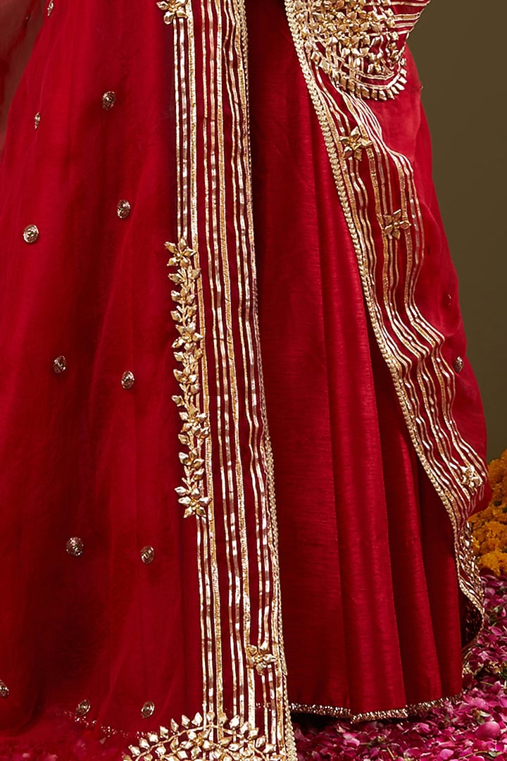 Maroon Gota Embroidered Wedding Anarkali Set by Preeti S Kapoor at Pernia's Pop Up Shop