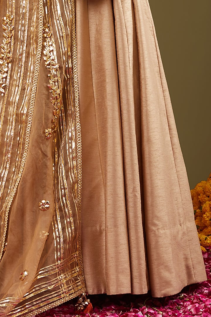 Beige Gota Embroidered Wedding Anarkali Set by Preeti S Kapoor at Pernia's Pop Up Shop