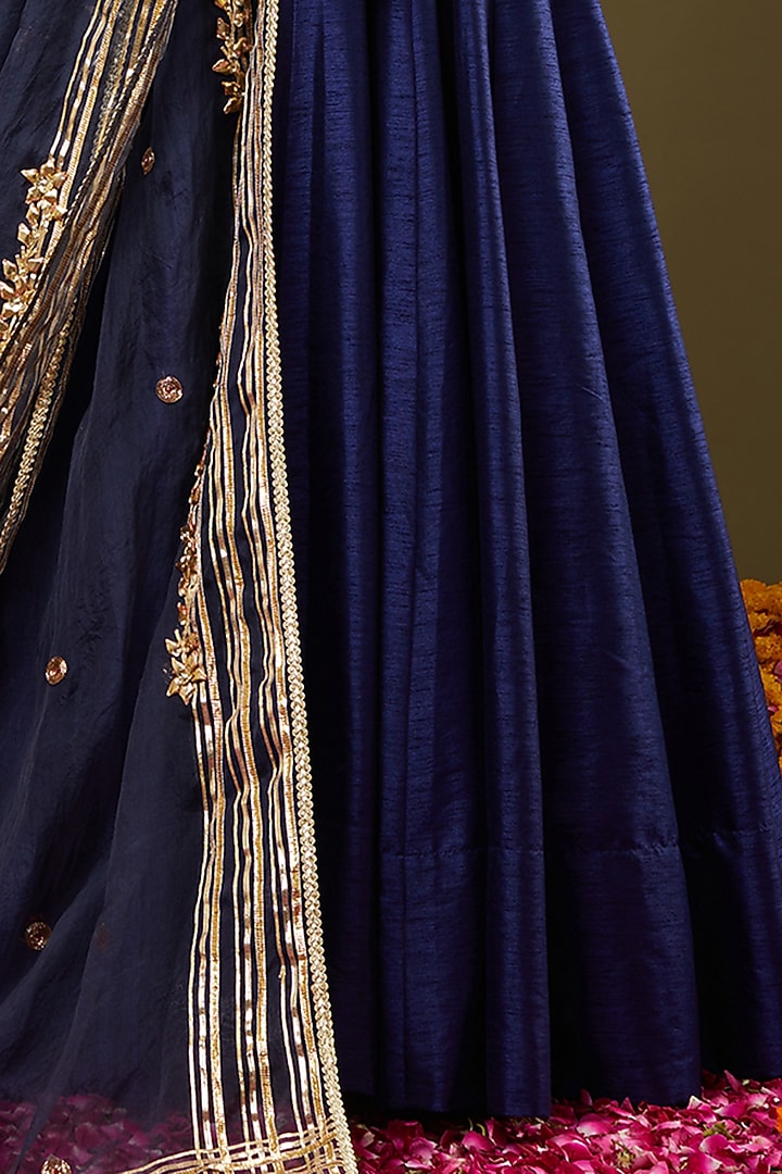 Cobalt Blue Gota Embroidered Wedding Anarkali Set by Preeti S Kapoor at Pernia's Pop Up Shop