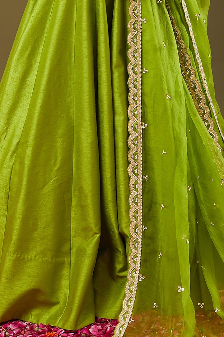 Lime Green Embroidered Wedding Anarkali Set by Preeti S Kapoor at Pernia's Pop Up Shop