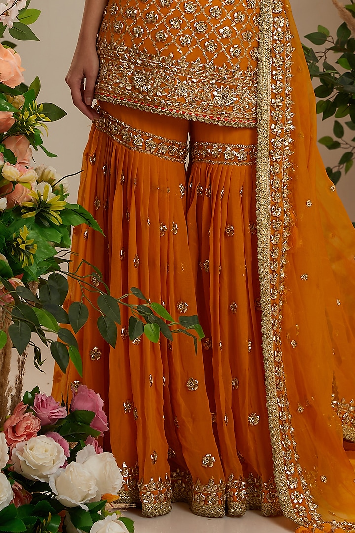 Yellow Georgette Gota Embellished Gharara Set by Preeti S Kapoor at Pernia's Pop Up Shop