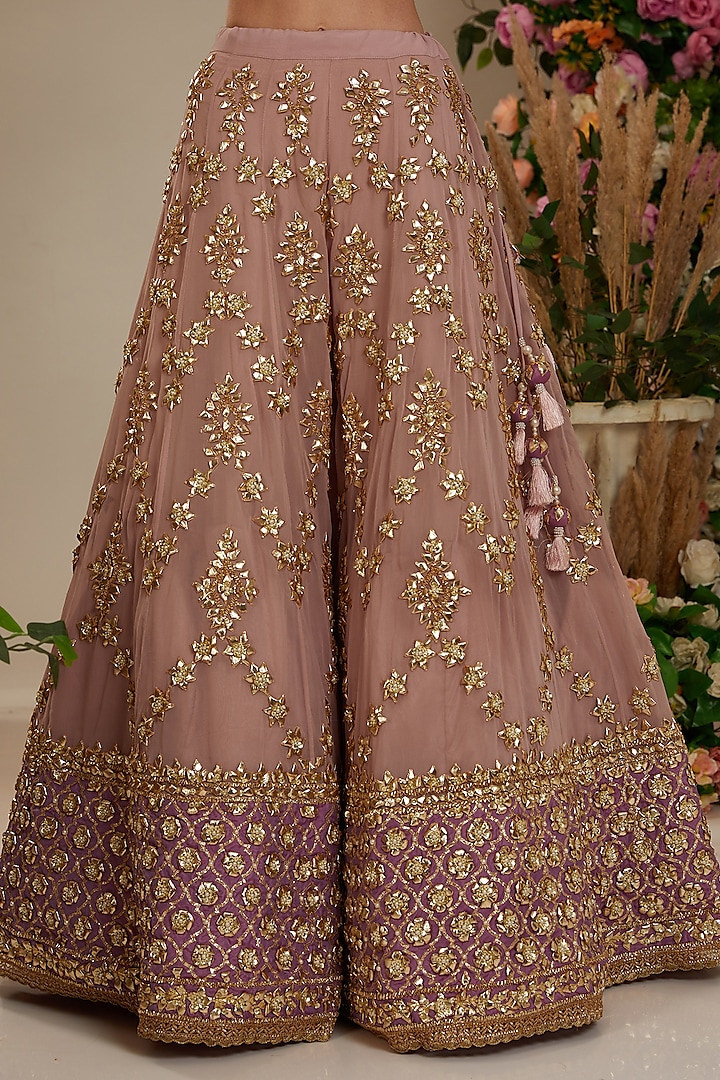 Lavender Georgette Gota Embroidered Bridal Sharara Set by Preeti S Kapoor at Pernia's Pop Up Shop
