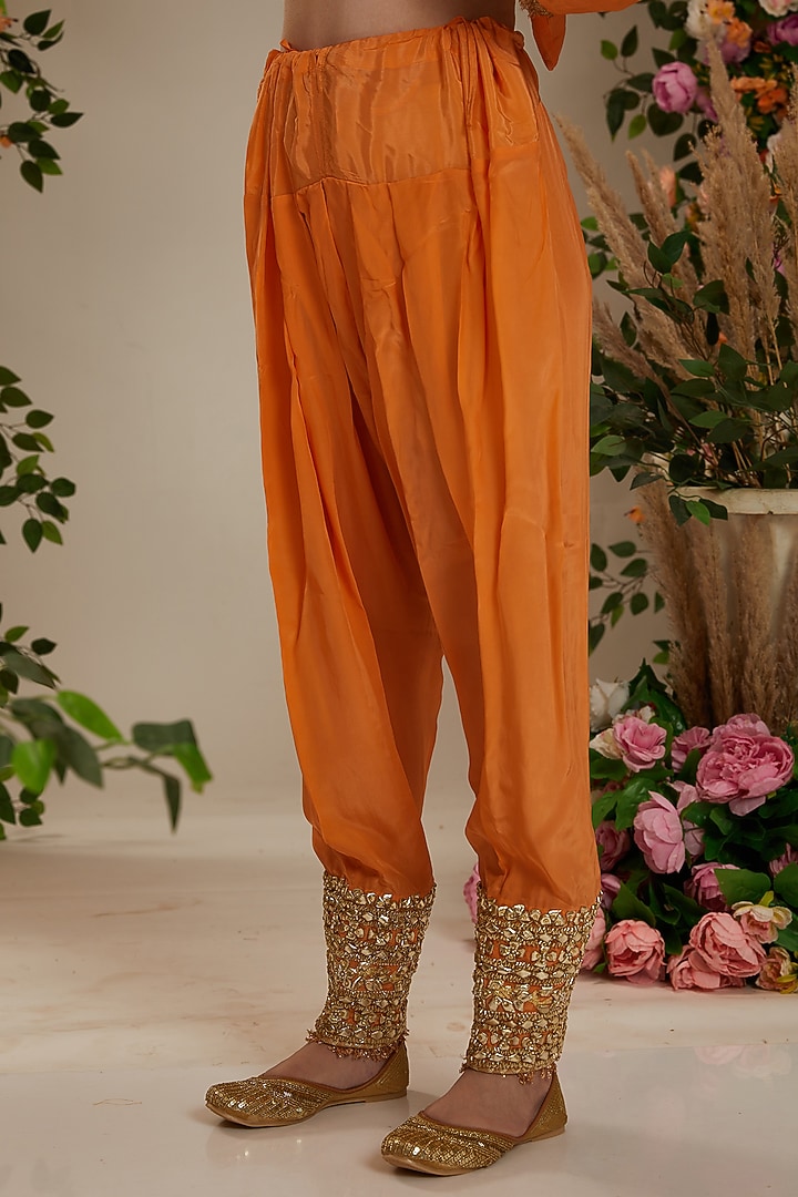 Peach-Orange Georgette Gota Embroidered Bridal Anarkali Set by Preeti S Kapoor at Pernia's Pop Up Shop