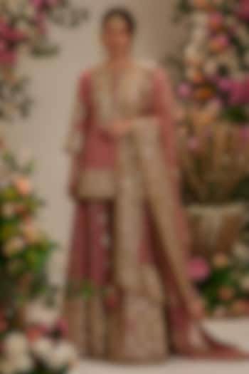 Mauve Georgette Gota Embroidered Bridal Sharara Set by Preeti S Kapoor at Pernia's Pop Up Shop