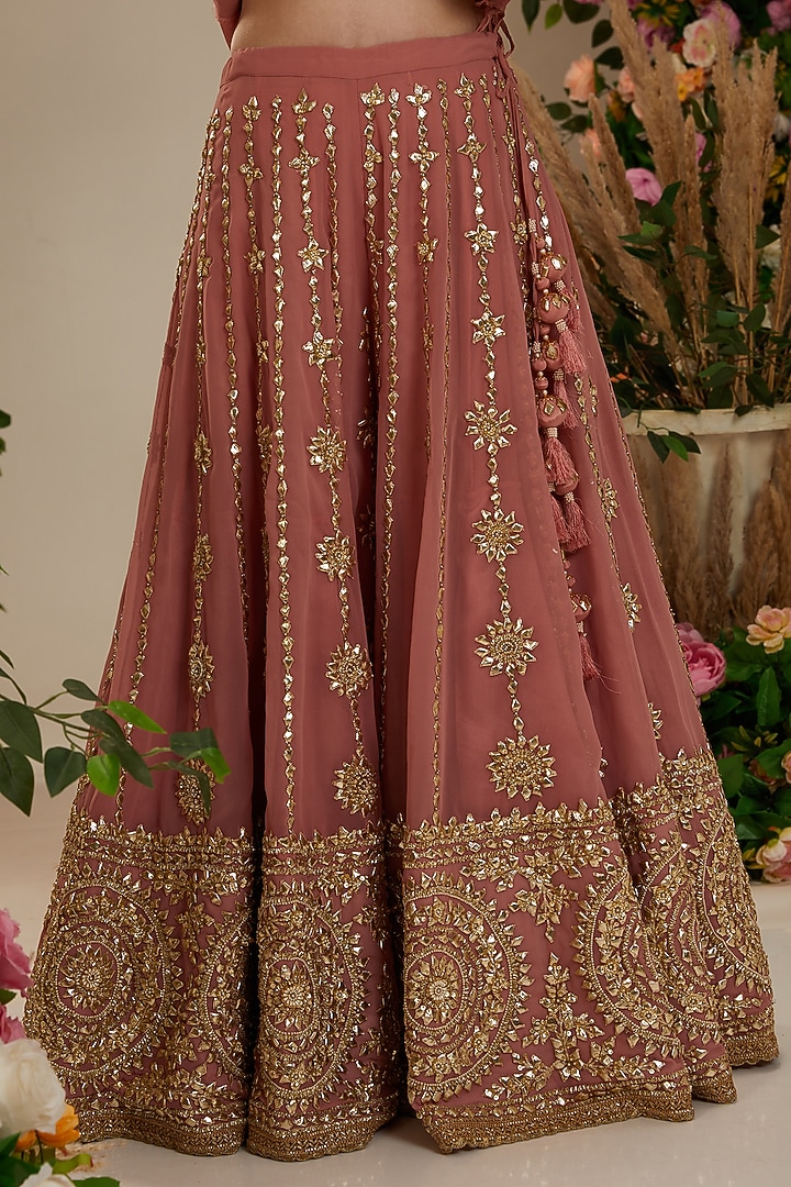Mauve Georgette Gota Embroidered Bridal Sharara Set by Preeti S Kapoor at Pernia's Pop Up Shop