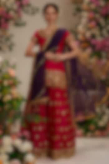 Hot Pink Silk Gota Embroidered Wedding Sharara Set by Preeti S Kapoor at Pernia's Pop Up Shop