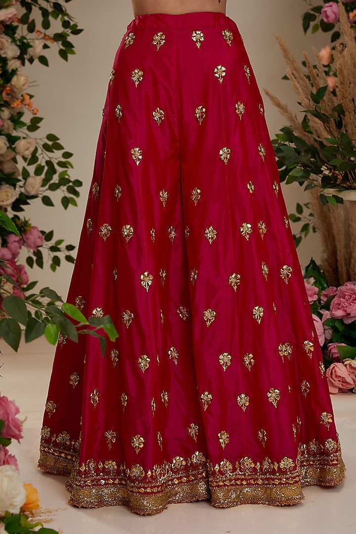 Hot Pink Silk Gota Embroidered Wedding Sharara Set by Preeti S Kapoor at Pernia's Pop Up Shop