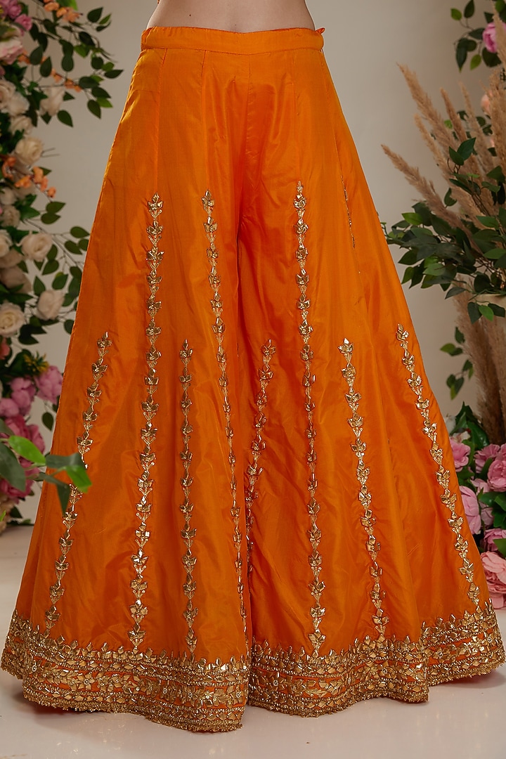 Mustard-Orange Silk Gota Patti Embellished Wedding Sharara Set by Preeti S Kapoor at Pernia's Pop Up Shop
