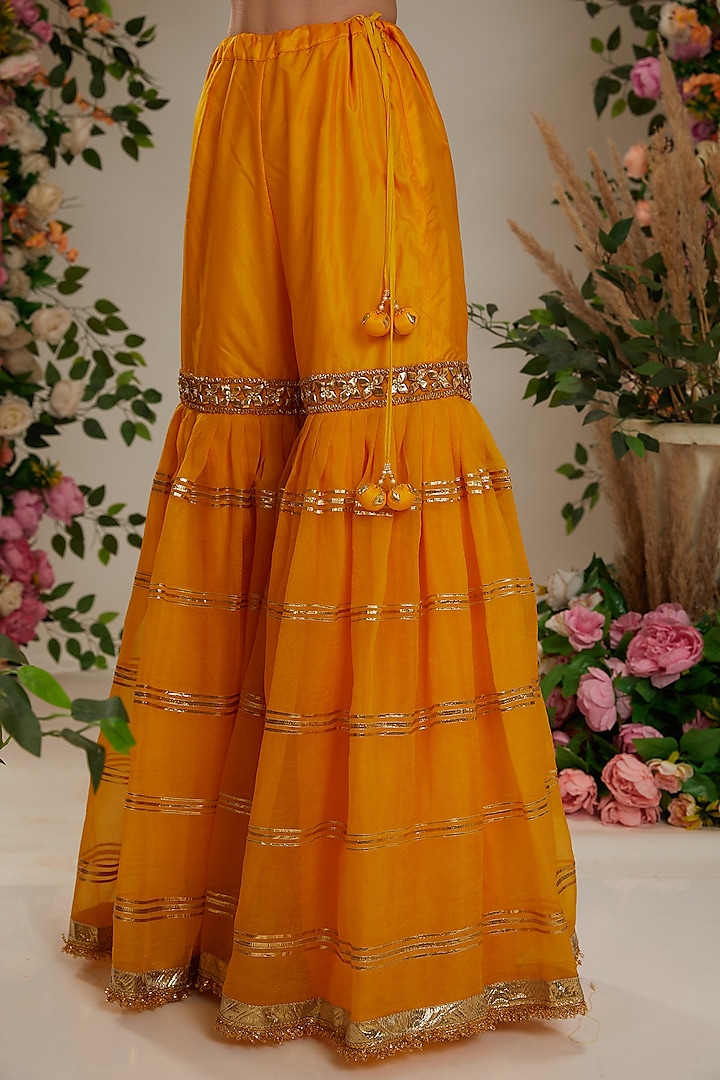 Yellow Silk Gota Embroidered Gharara Set by Preeti S Kapoor at Pernia's Pop Up Shop