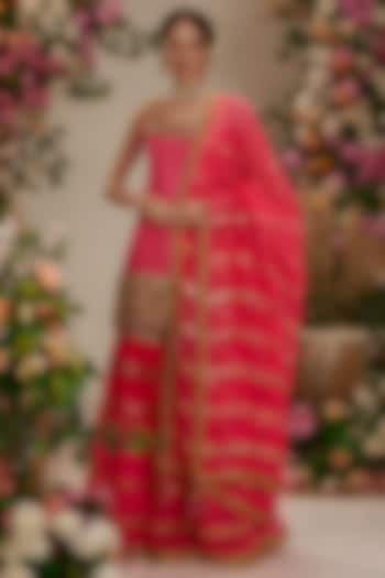 Pink Silk Gota Embellished Gharara Set by Preeti S Kapoor