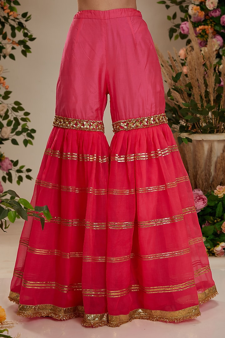 Pink Silk Gota Embellished Gharara Set by Preeti S Kapoor at Pernia's Pop Up Shop