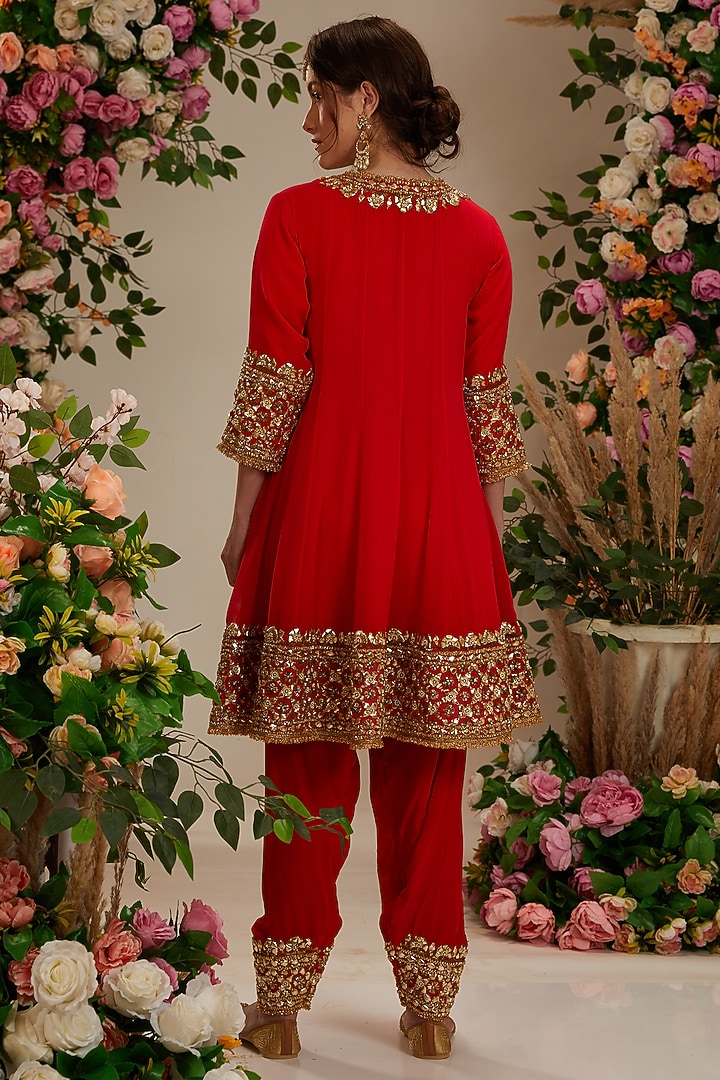 Fuchsia Georgette Gota Embellished Bridal Anarkali Set by Preeti S Kapoor at Pernia's Pop Up Shop