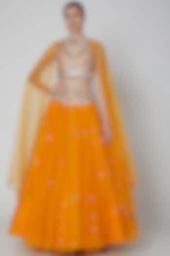Orange Embroidered Lehenga Set by Preeti S Kapoor