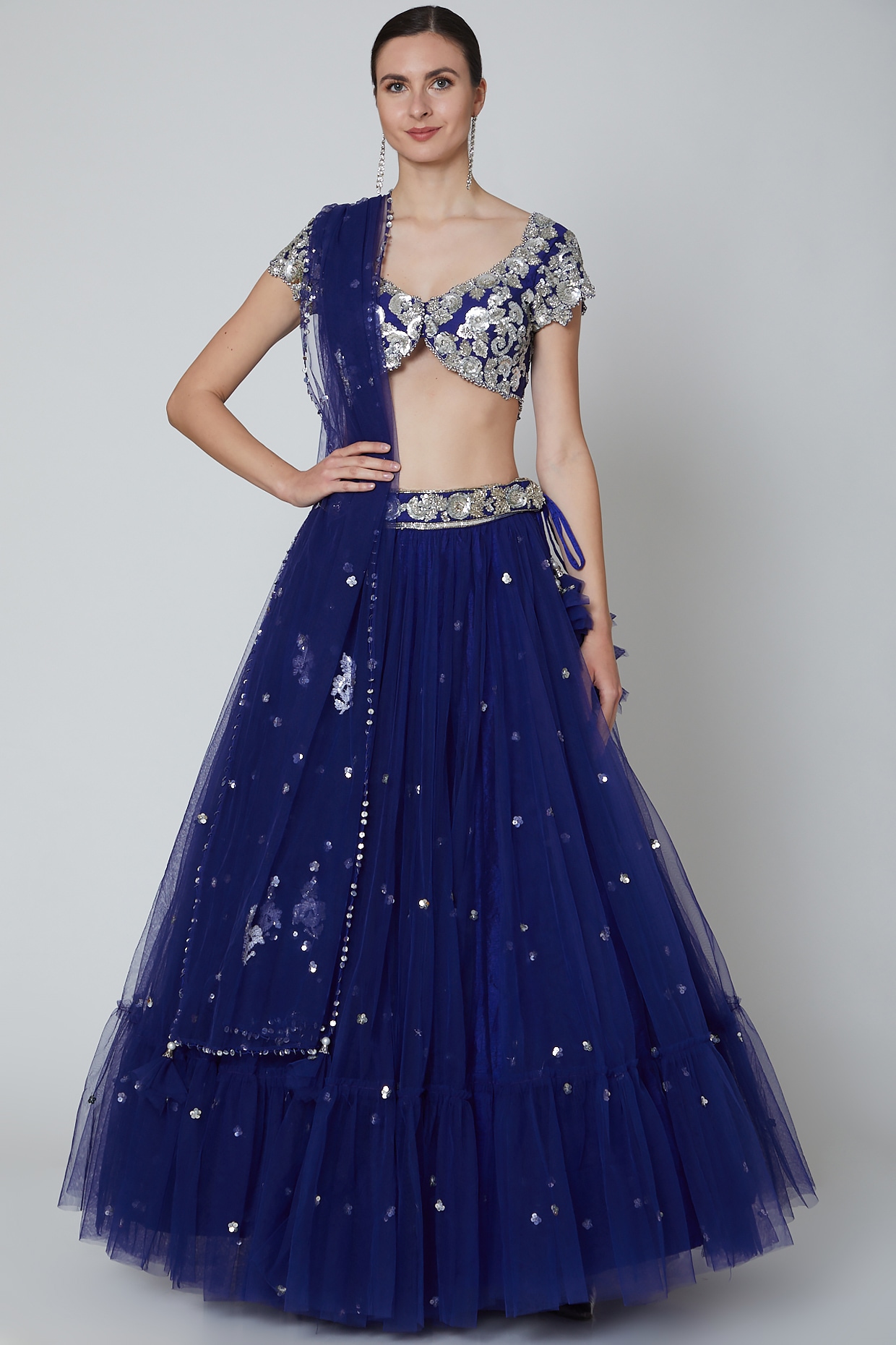 Royal Blue Designer Heavy Embroidered Bridal Lehenga | Saira's Boutique