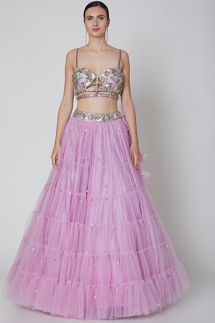 Lavender Embroidered Wedding Lehenga Set by Preeti S Kapoor at Pernia's Pop Up Shop