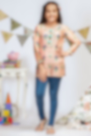Coral Printed Tunic For Girls by Payal Singhal Kids at Pernia's Pop Up Shop