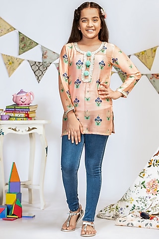 Coral Printed Tunic For Girls by Payal Singhal Kids