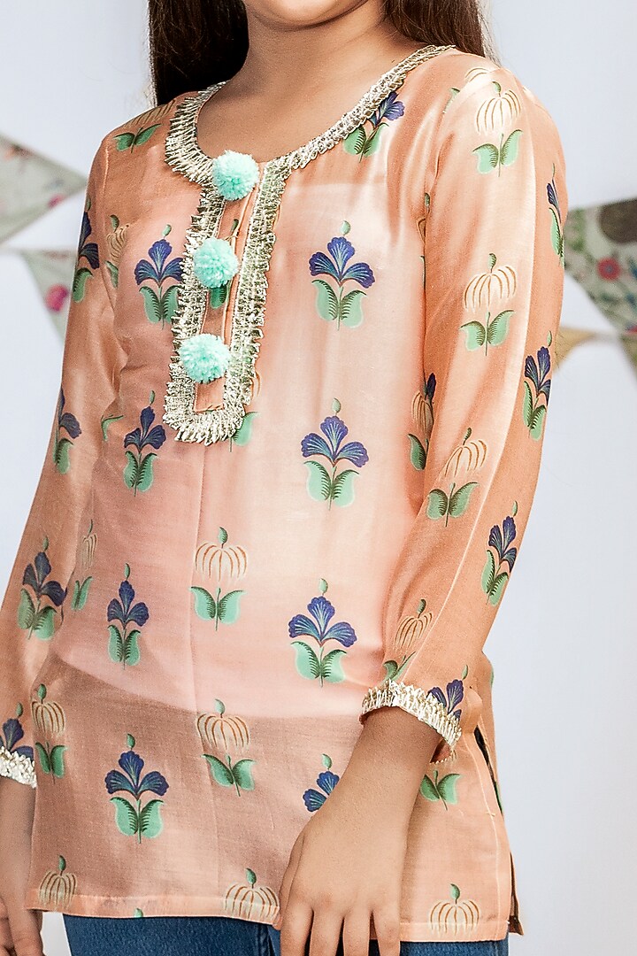 Coral Printed Tunic For Girls by Payal Singhal Kids at Pernia's Pop Up Shop