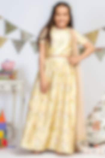 Pale Yellow Printed Lehenga Set For Girls by Payal Singhal Kids at Pernia's Pop Up Shop