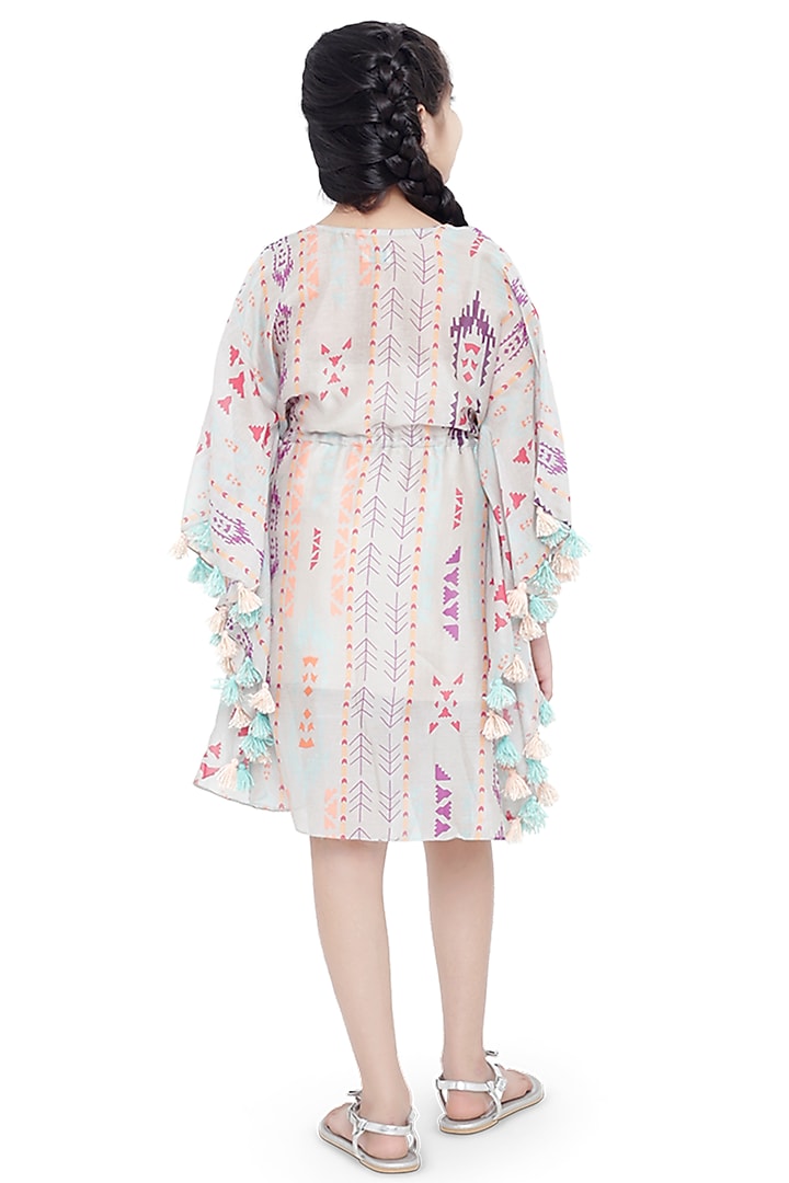 Grey Striped Kaftan For Girls by Payal Singhal Kids at Pernia's Pop Up Shop