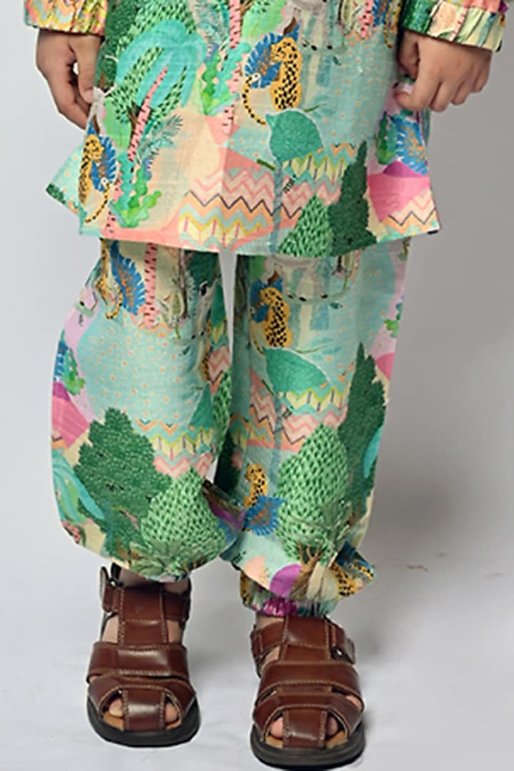 Multi-Colored Printed Kurta Set For Boys by Payal Singhal Kids at Pernia's Pop Up Shop