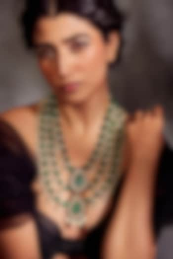 Gold Finish Green Kundan Layered Necklace by Paisley Pop at Pernia's Pop Up Shop