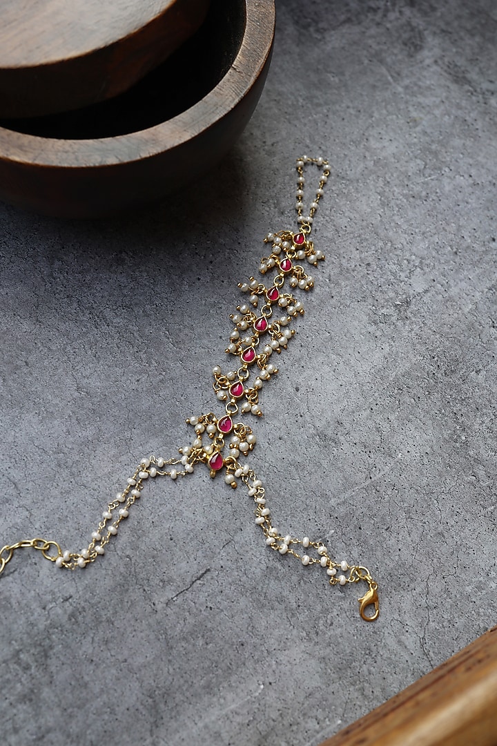 Gold Finish Kundan Hathphool by Paisley Pop at Pernia's Pop Up Shop