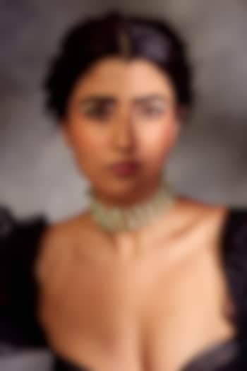 Gold Finish Mint Stone Choker Necklace by Paisley Pop at Pernia's Pop Up Shop