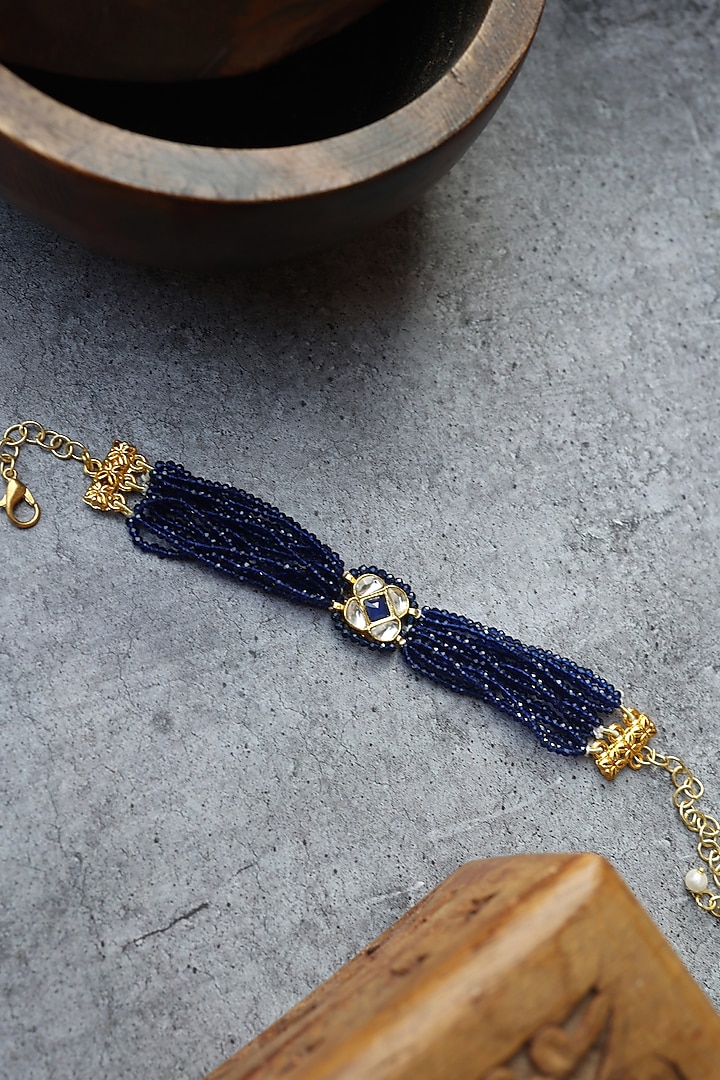 Black Rhodium Finish Kundan Bracelet by Paisley Pop at Pernia's Pop Up Shop