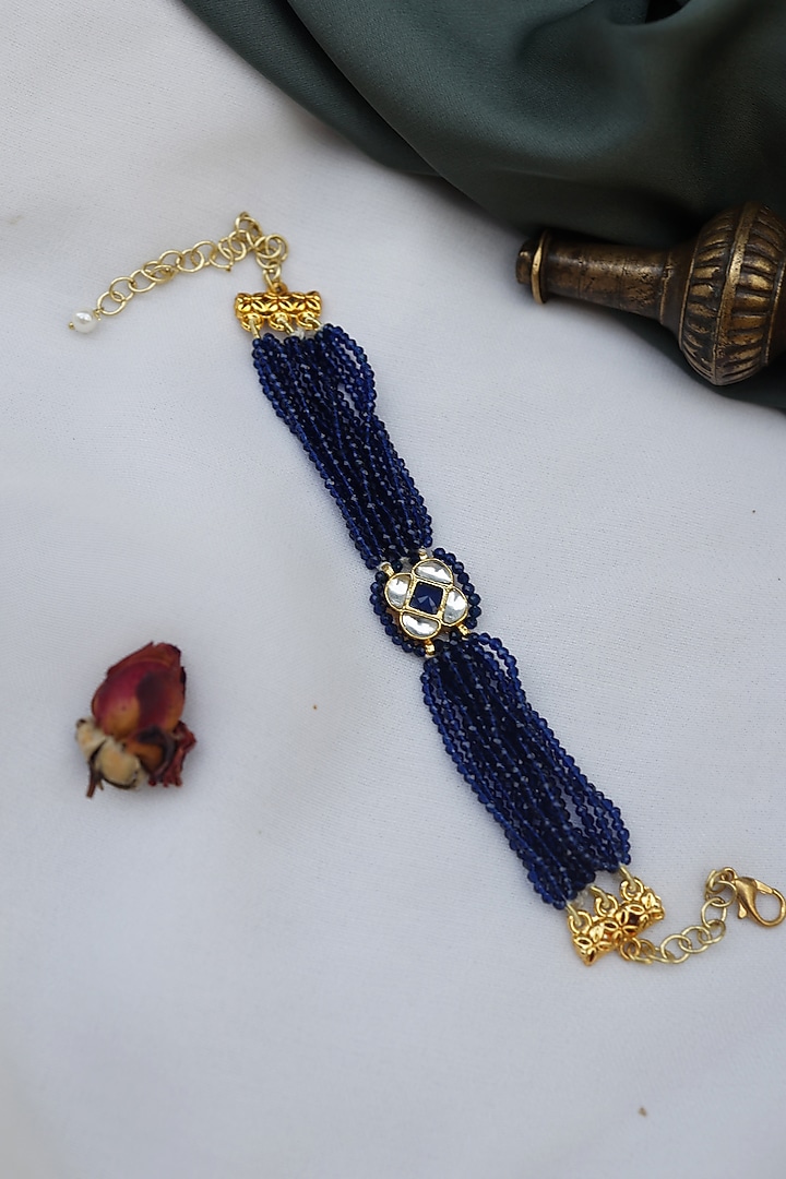 Black Rhodium Finish Kundan Bracelet by Paisley Pop at Pernia's Pop Up Shop