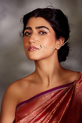 Gold Finish Kundan Nose Pin by Paisley Pop