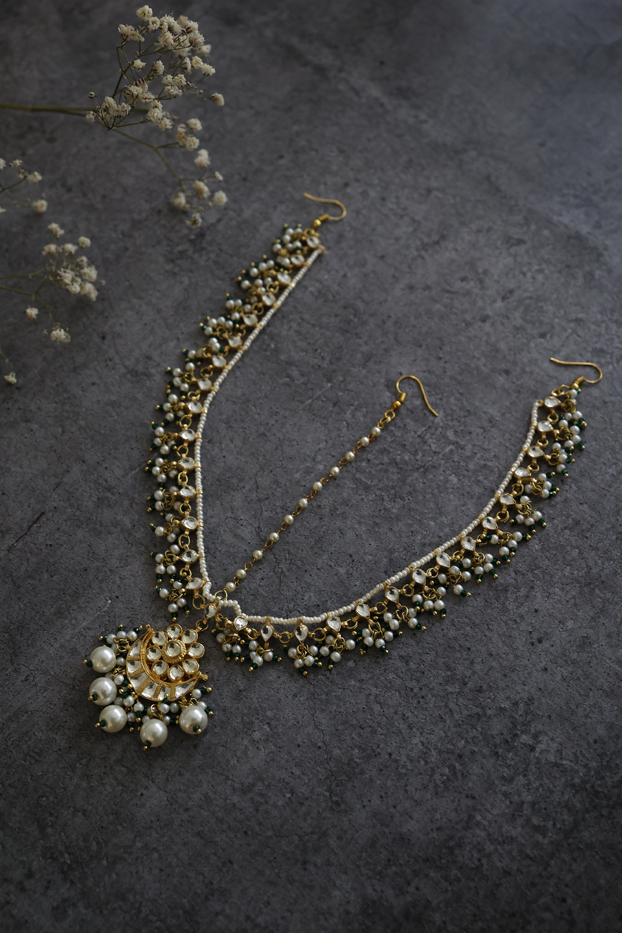 Gold Finish Handcrafted Kundan Mathapatti by Paisley Pop