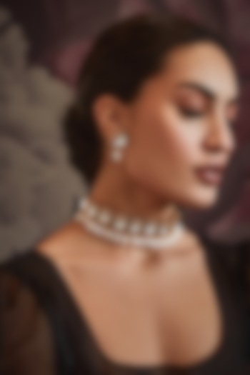 Gold Finish Polki & Shell Pearl Choker Necklace Set by Paisley Pop at Pernia's Pop Up Shop