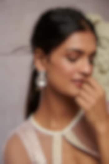 Rhodium Finish Kundan Polki & Multi-Colored Natural Stone Dangler Earrings by Paisley Pop at Pernia's Pop Up Shop