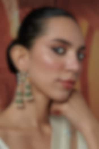 Gold Plated Kundan Polki & Mint Onyx Jhumka Earrings by Paisley Pop at Pernia's Pop Up Shop