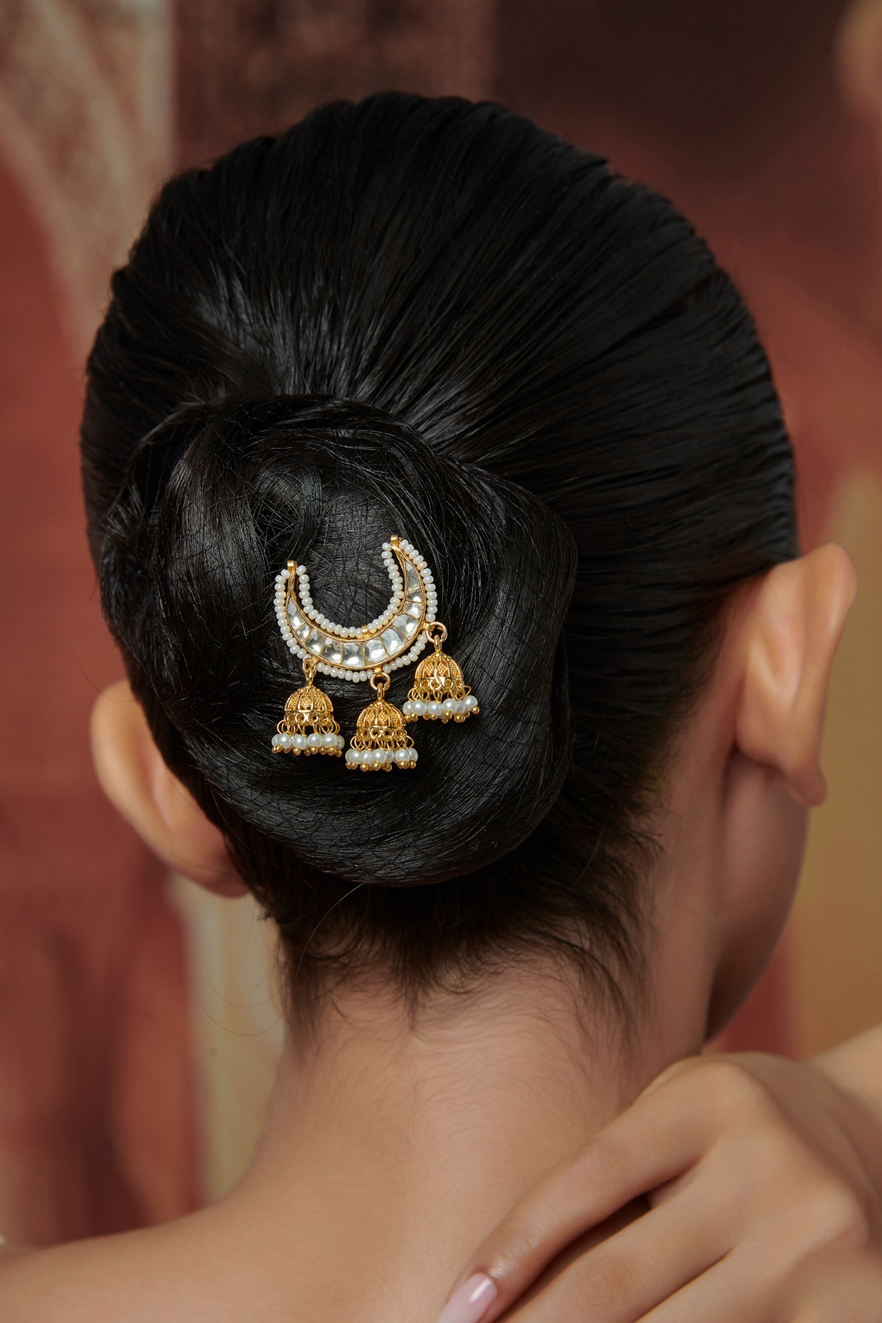 White Color Gold Plated Faux Polki Braid Accessories - PK-HA11 main image 1