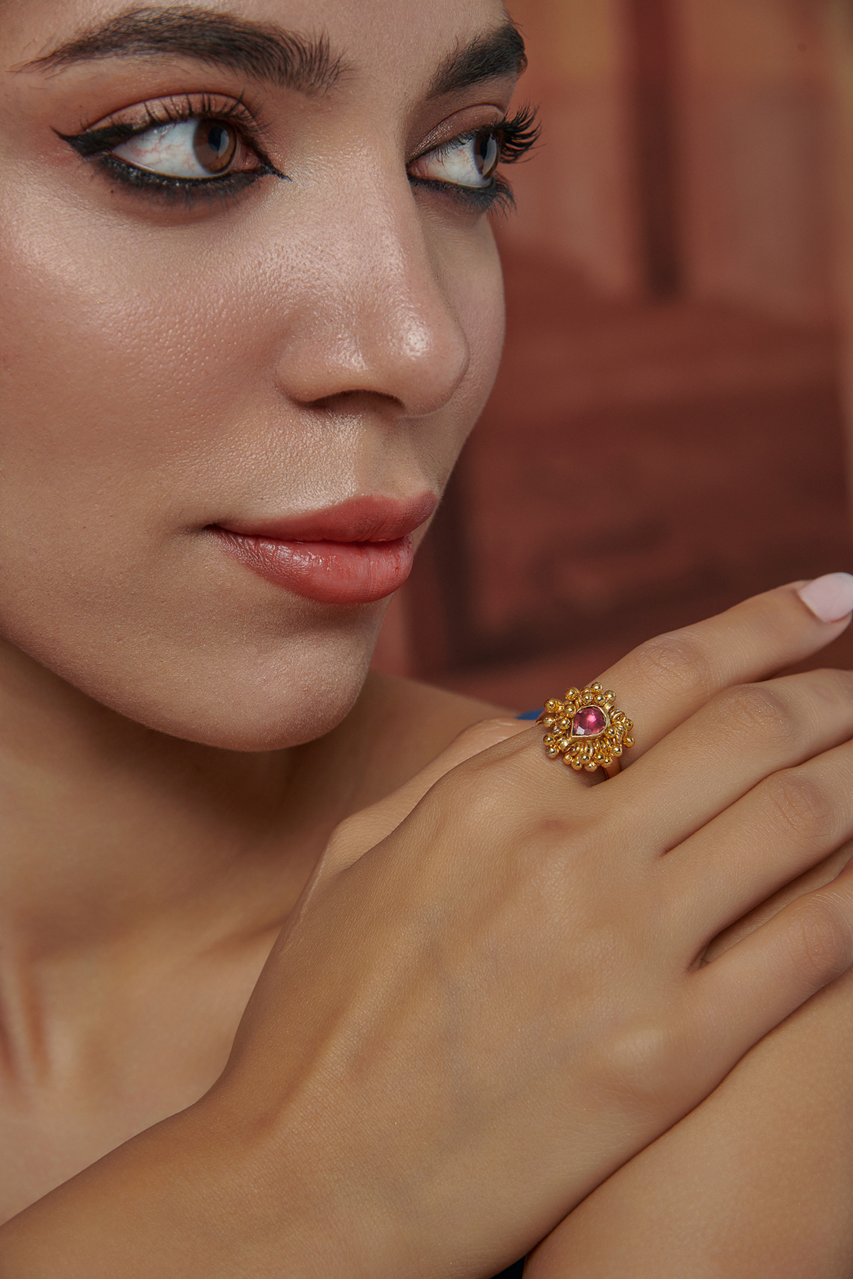 Gold Plated Kundan Polki & Ghungroo Ring by Paisley Pop at Pernia's Pop Up Shop