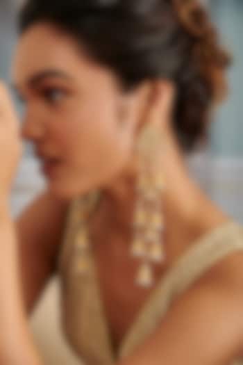 Gold Plated Kundan Polki & Green Hydro Stone Jhumka Earrings by Paisley Pop at Pernia's Pop Up Shop