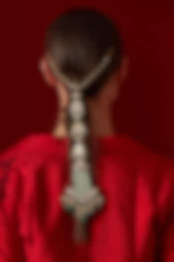 Gold Finish Kundan Polki & Stone Braidpin by Paisley Pop at Pernia's Pop Up Shop