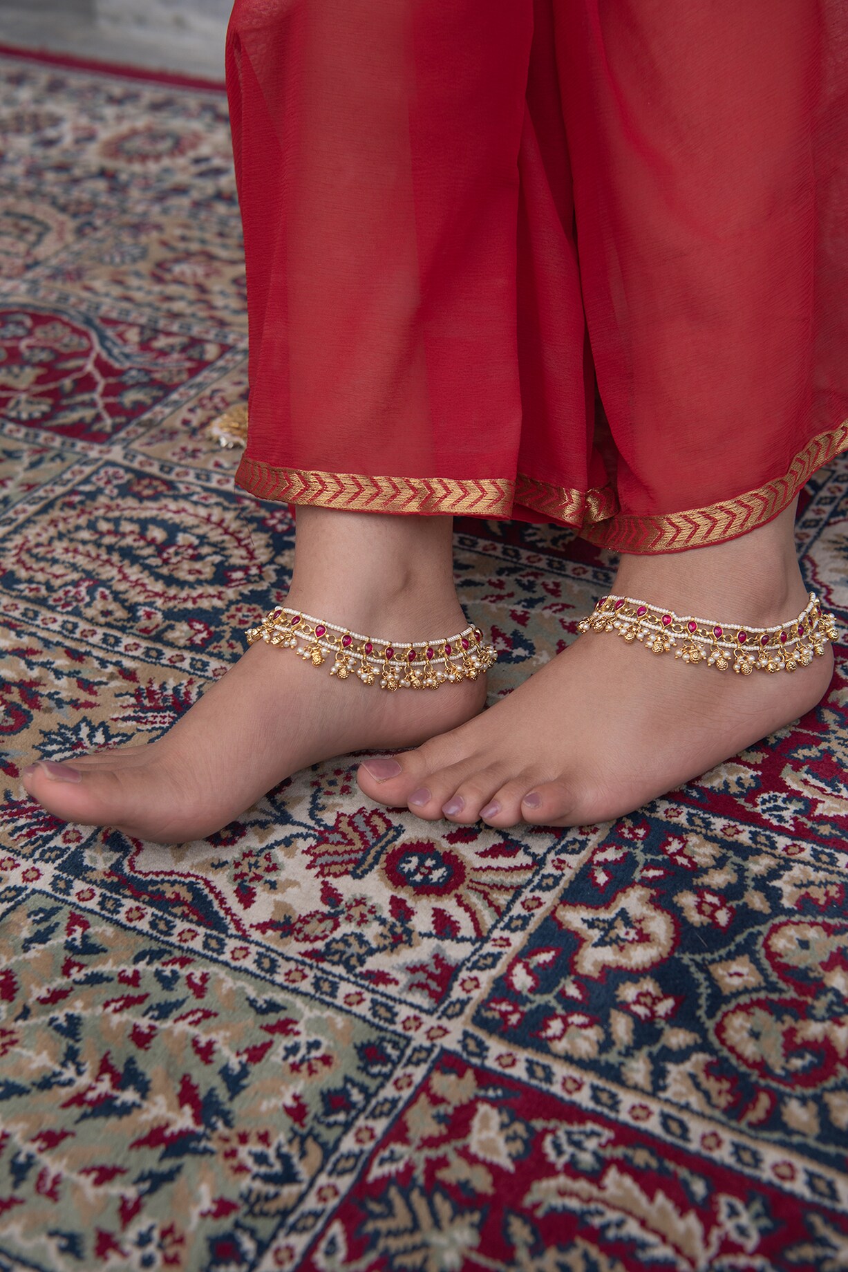 Jewellery Pattilu Gold Colour 22k ANKLETS TRADITIONAL UNIQUE