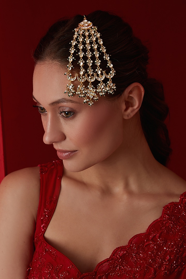 Gold Finish Kundan & Pearl Pasa by Paisley Pop at Pernia's Pop Up Shop