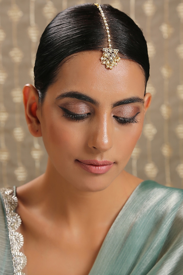 Gold Plated Kundan Polki Maang Tikka by Paisley Pop at Pernia's Pop Up Shop