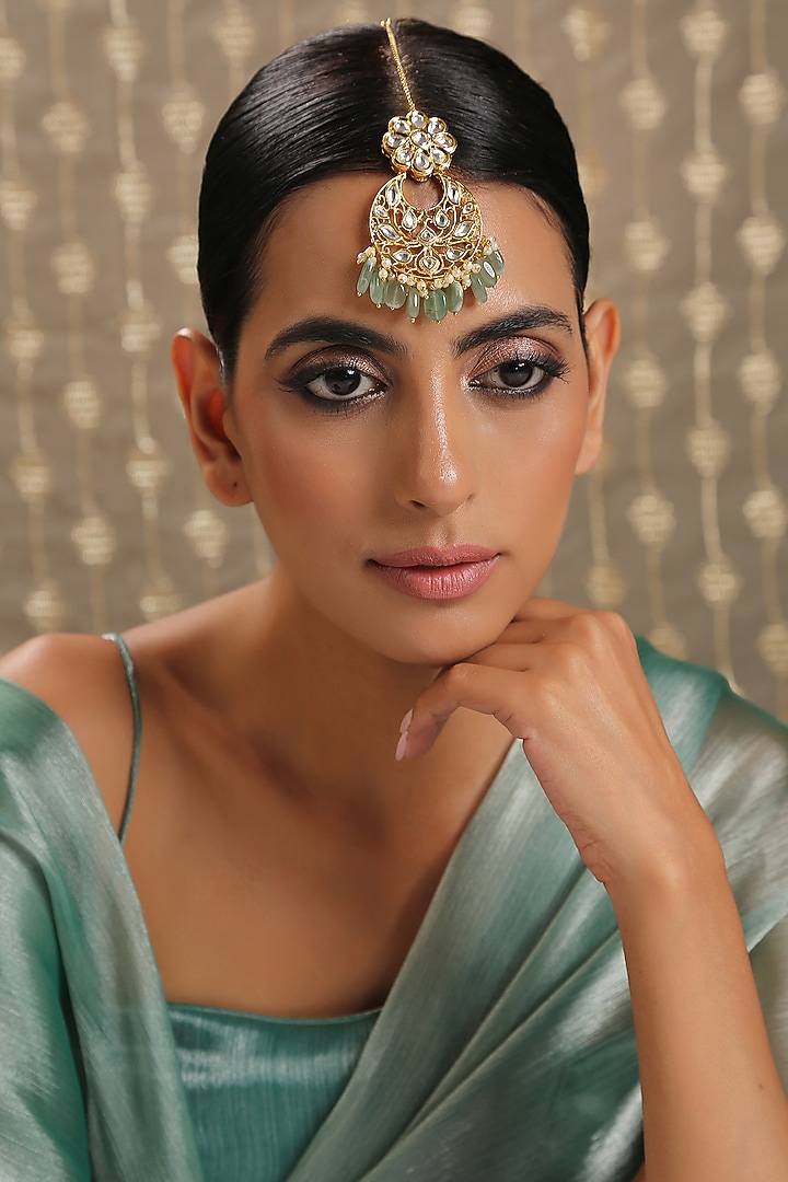 Gold Plated Kundan Maang Tikka by Paisley Pop at Pernia's Pop Up Shop