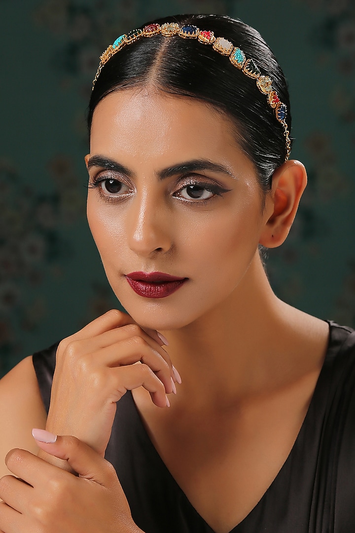 Gold Plated Multi-Colored Stone Head Band by Paisley Pop at Pernia's Pop Up Shop