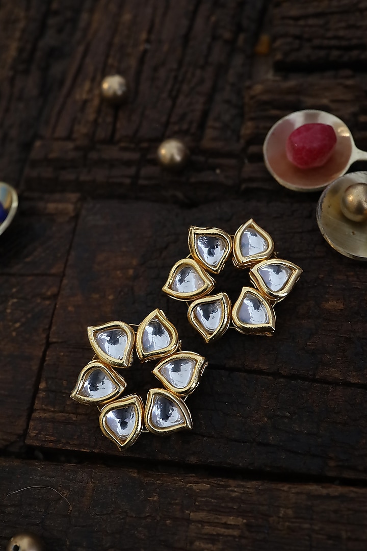 Gold Finish Handcrafted Earrings by Paisley Pop at Pernia's Pop Up Shop