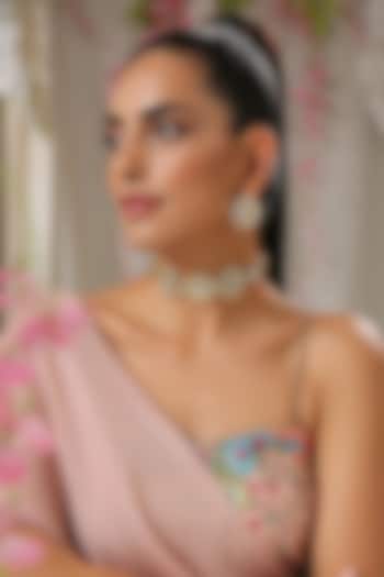 Gold Finish Kundan Polki Necklace Set by Paisley Pop at Pernia's Pop Up Shop