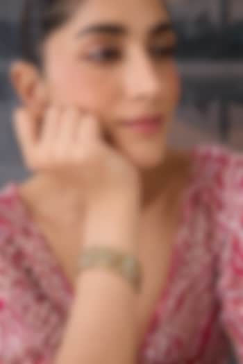 Gold Plated Multi-Colored Stone Bangles (Set of 4) by Paisley Pop at Pernia's Pop Up Shop