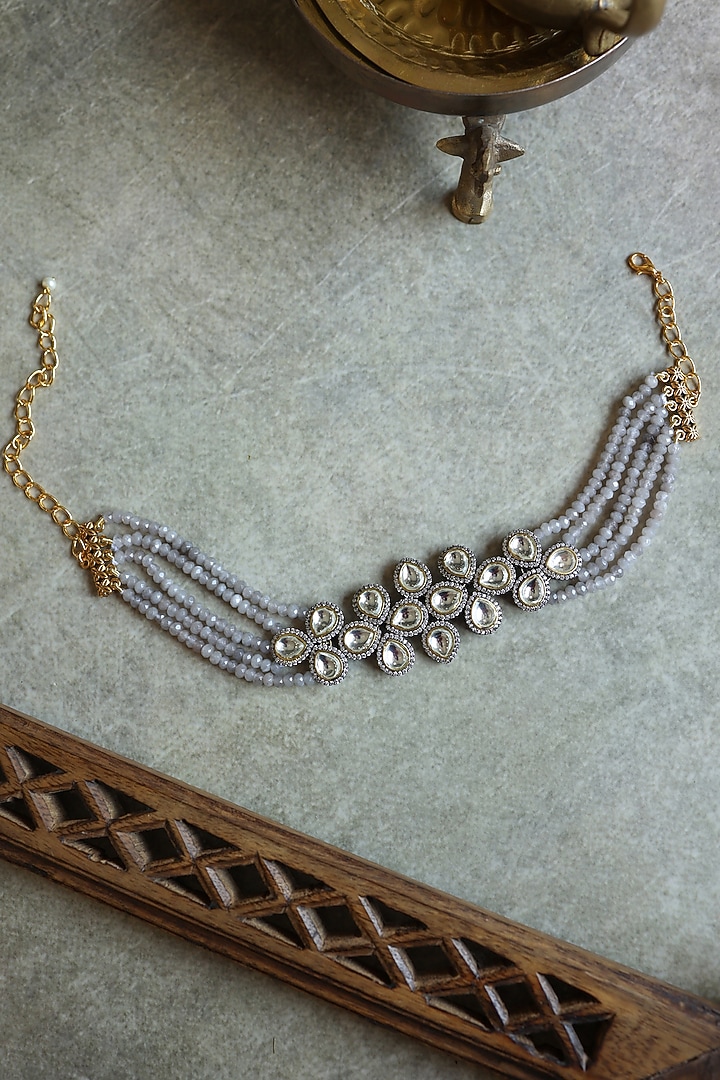 Gold-Rhodium Plated Cubic Zirconia & Polki Necklace by Paisley Pop at Pernia's Pop Up Shop