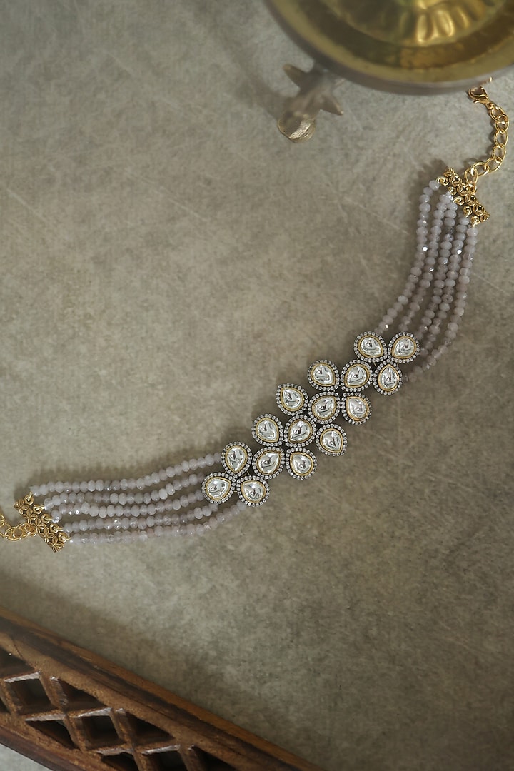 Gold-Rhodium Plated Cubic Zirconia & Polki Necklace by Paisley Pop at Pernia's Pop Up Shop